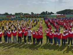 Meriahkan HUT 21 Mura, Ribuan Pelajar Ikuti Senam Berencana