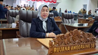 WAKIL KETUA III DPRD BARITO UTARA-Rujana Anggraini saat mengikuti rapat, belum lama ini.